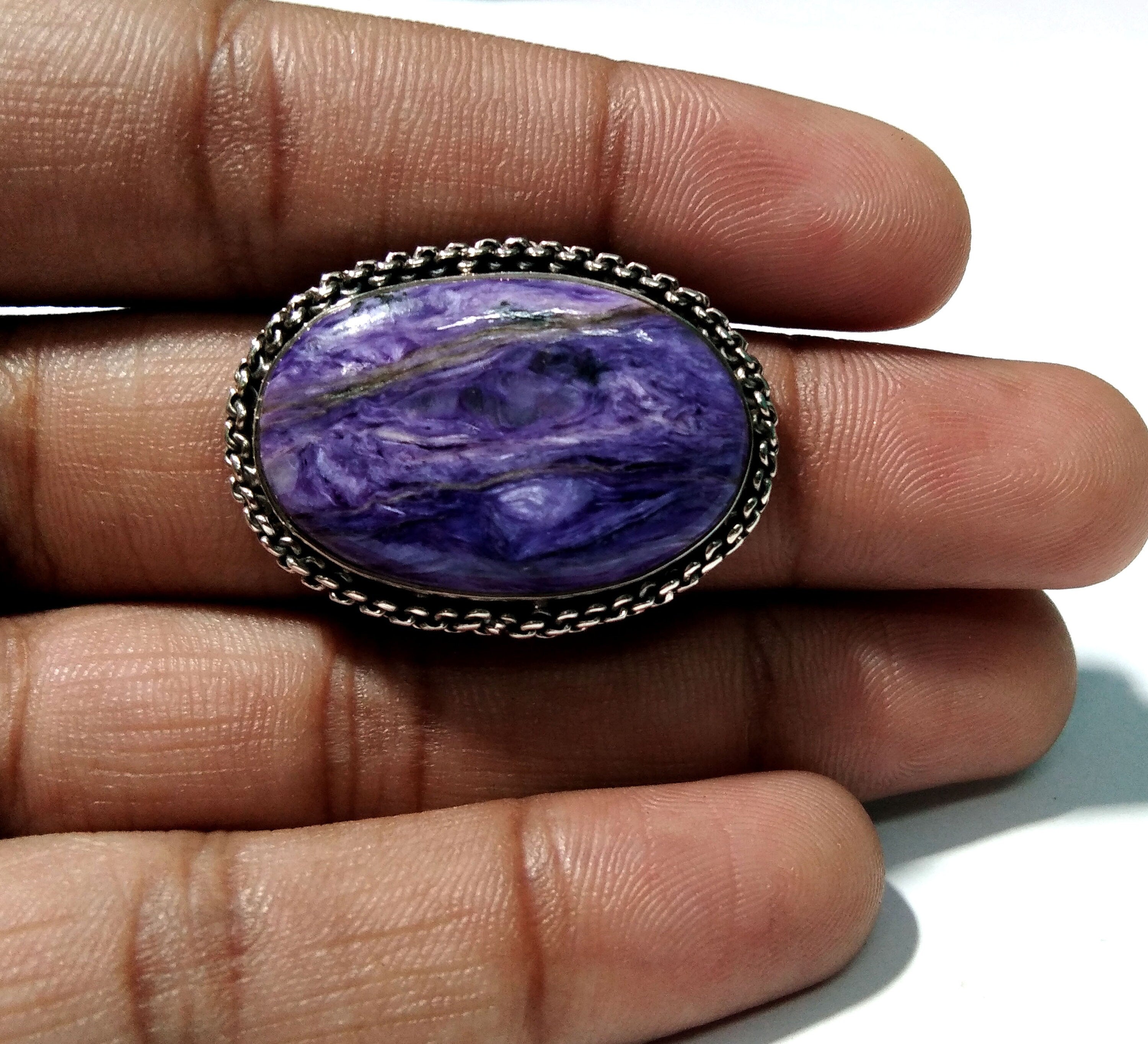 Natural Charoite Gemstone Ring, 925 Starling Silver Ring, Amazing Design Purple Color Charoite Stone Ring, Handmade Ring, For Girls & Women.